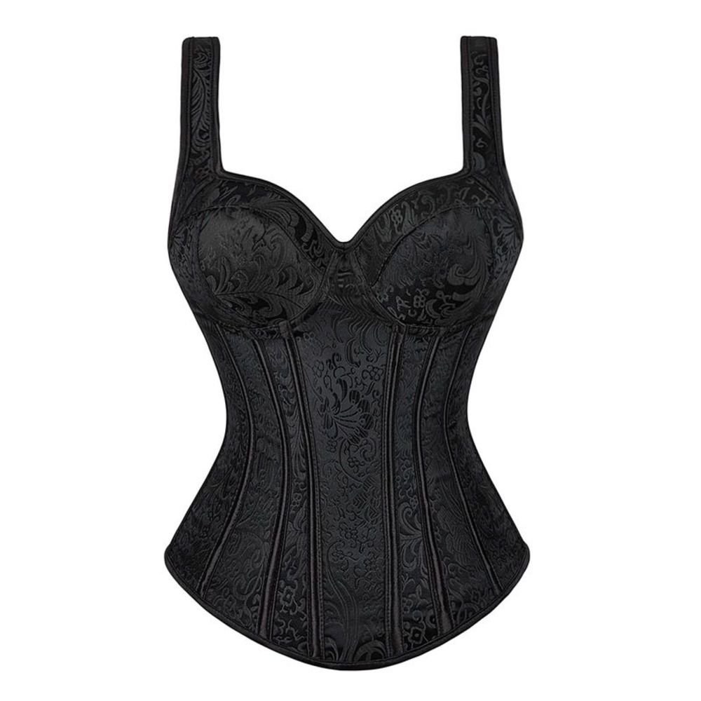 Zhitunemi Womens Gothic Corsets Jacquard Shoulder Straps Tank Overbust Corset